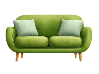 Fototapeta premium Green sofa with light-green pillows