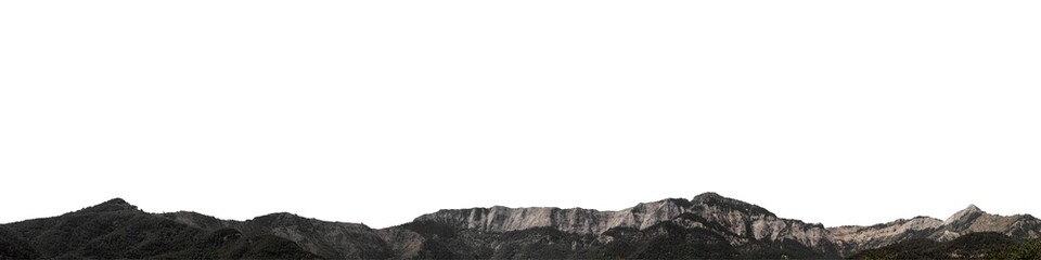 panorama rocky mountain range on transparent background in high quality