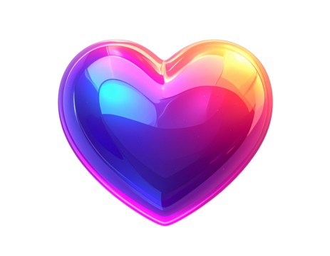 -  Gradient heart icon with glow effect, 3D modern UI style