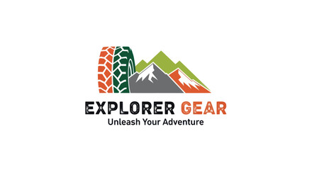 Explorer Gear Logo Depicting Adventure and Outdoor Exploration for Enthusiasts.