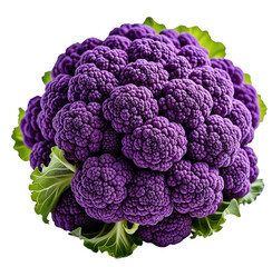Purple cauliflower with bright green leaves