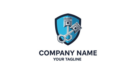 Automotive Piston and Connecting Rod Emblem Logo Design.