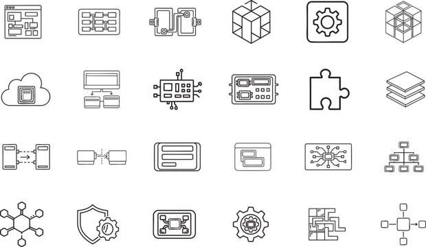 Module structure component outline vector icon