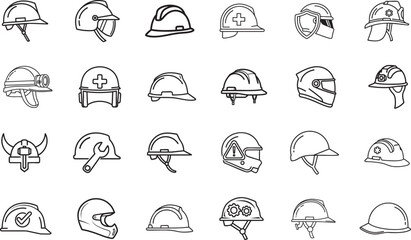 Safety helmet protection worker outline icon