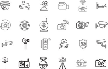 Security camera surveillance outline vector icon