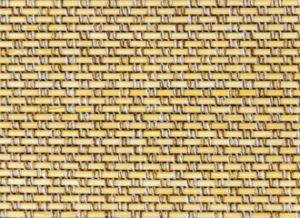 Yellow rattan wooden box with seamless pattern and background