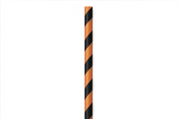 Orange and black striped warning barrier pole