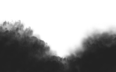 sandstorm, sand dust cloud flying small particles isolated on white background. smoke in the fog