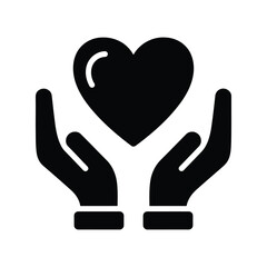 Hands holding heart symbol of love care charity support kindness compassion generosity vector