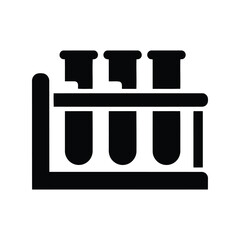 Laboratory test tubes rack scientific research medical analysis healthcare industry icon vector