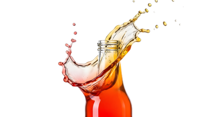 Dynamic Splash Action, Beverage Bottle, Studio, High-Speed Photography, White Background, Modern Product Tech Concept