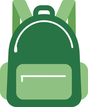 Green backpack icon for school travel and outdoor adventures vector