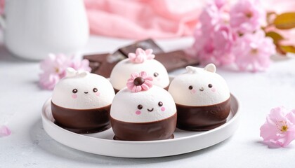 かわいいデコレーションのチョコレートマシュマロ