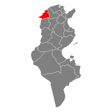 Jendouba of Tunisia Governorates map shape, travel web flat icon vector illustration .