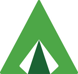 Modern green abstract tent logo geometric minimalist outdoor adventure vector © Collect Silhouettes