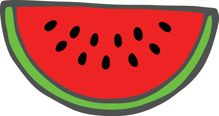 Slice of watermelon with seeds and rind fruit green