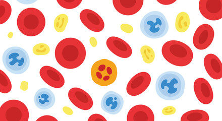 Microscopic view of red blood cells and leukocytes circulating in blood plasma medical science vector