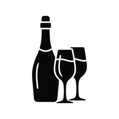Champagne bottle and two glasses celebration toast icon vector graphic vector
