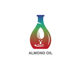 Almond oil represented as an RGB color icon. It's a liquid extract from raw nuts. An organic component for essence. Great for massage oil. A natural cosmetic solution for treating dry hair. Isolated 
