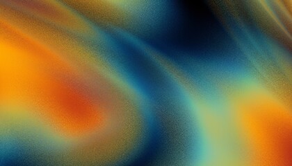 Vibrant orange teal black psychedelic grainy gradient color flow wave on black background, music cover dance party poster design