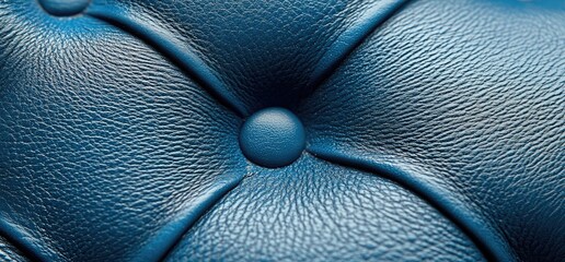 Obraz premium Blue, buttoned leather close-up
