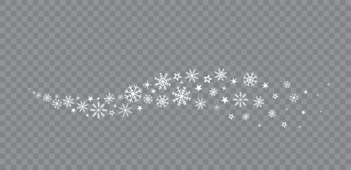 Winter snowflakes border with flakes, snow and stars