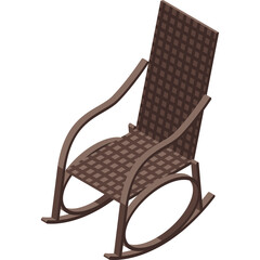 Brown Woven Rocking Chair With Curved Legs Isolated On White Background Vector Illustration