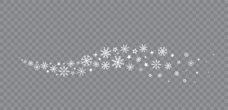 Winter snowflakes border with flakes, snow and stars