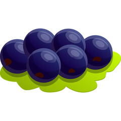 Bunch of Round Dark Purple Berries on a Bright Green Leafy Background with Soft Shadow Detail