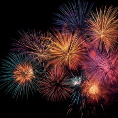 Obraz premium Evening celebration lights up the sky with colorful fireworks announcing a festive occasion