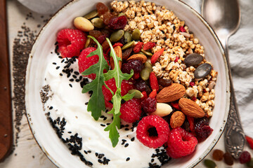Healthy vegan breakfast. Diet concept.