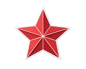 Obraz premium Illustration of a red star with white outline on black background