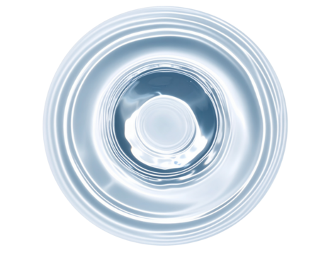  Top-Down View of Concentric Water Ripples with Realistic Reflections, Isolated on Transparent Background