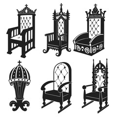 Vector art of royal throne silhouettes