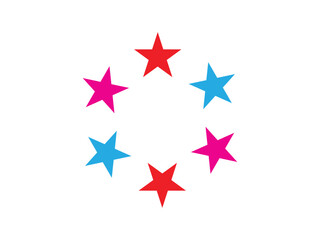 Colorful Star Circle Design on White Background
