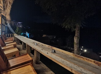 good test bar and resturent table at nigth view background