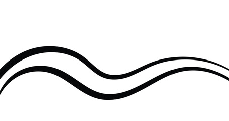 Double Thick Wavy Line Horizontal Divider: Black Swash Rule, Elegant Flowing Curve, Decorative Page Separator, Graphic Ornament Element for Design