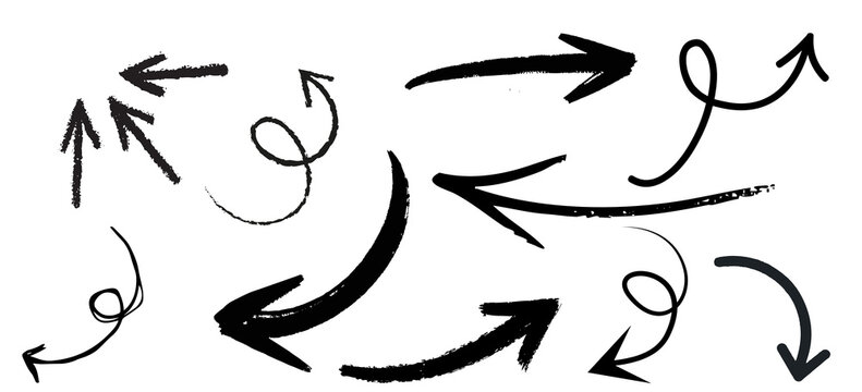 Hand Drawn Arrow Collection Doodle Style Arrows for Infographics Diagrams Presentations Sketchy Arrow Illustrations Set Design Elements