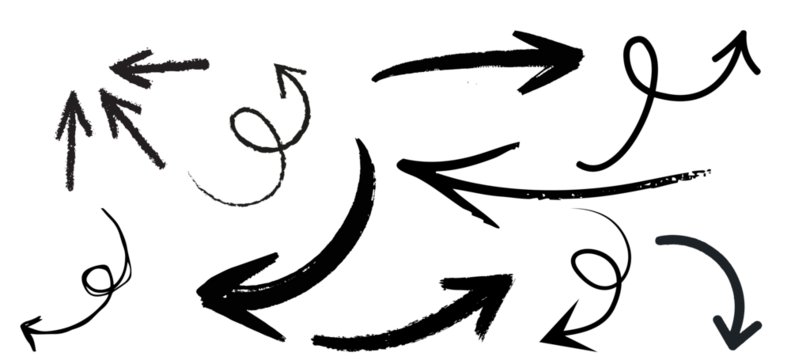 Hand Drawn Arrow Collection Doodle Style Arrows for Infographics Diagrams Presentations Sketchy Arrow Illustrations Set Design Elements