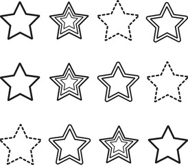 Obraz premium Star vector icons. Set of star symbols isolated.
