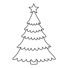 Fototapeta premium Vector art of christmas tree with star