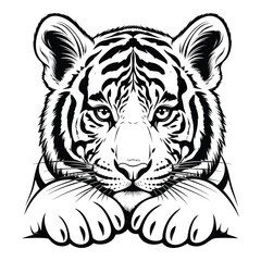 Obraz premium Vector art of tiger face illustration