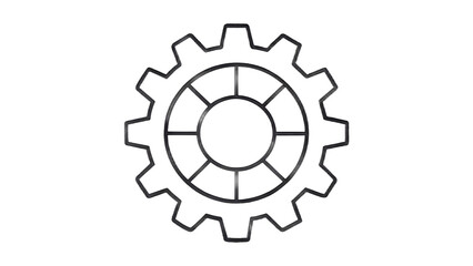 Isolated gear outline with internal spokes on black background