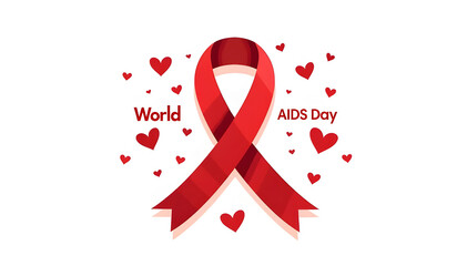 A flat design illustration of the red awareness ribbon, a global symbol for World AIDS Day and solidarity with people living with HIV