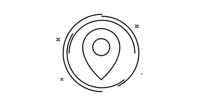 Map Pointer animated outline icon. Gps location pointer rotation appearance 4k motion design animation for web, mobile and ui design