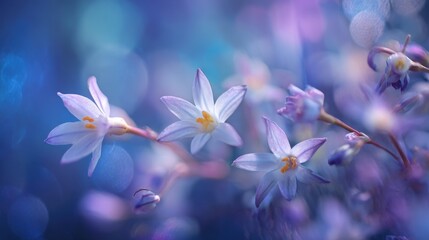 Fototapeta premium macro photo, realist, bokeh, soft color, smooth, blue, purple, magic mood, flowers, nature 
