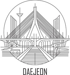 Daejeon City Line Draw Simple Minimalist