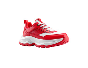 Red leather sneakers 3d render isolated on white background