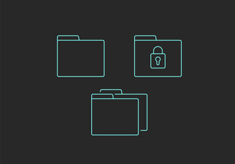 Folder outline icon include with single and group folder icon and locked folder icon
