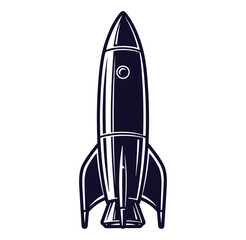 Obraz premium Vector illustration of a retro rocketship isolated on white background for space exploration